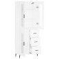 vidaXL Aparador alto madera contrachapada blanco 69,5x34x180 cm