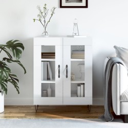 vidaXL Aparador de madera contrachapada blanco brillante 69,5x34x90 cm