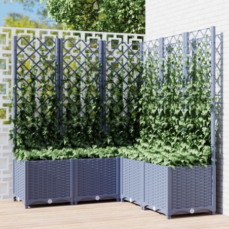 vidaXL Jardinera con enrejado PP gris oscuro 120x120x136 cm