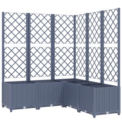 vidaXL Jardinera con enrejado PP gris oscuro 120x120x136 cm