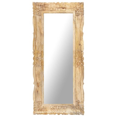 vidaXL Espejo de madera maciza de mango 110x50 cm