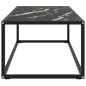 vidaXL Mesa de centro negra con vidrio de mármol negro 100x50x35 cm