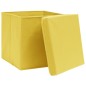 vidaXL Cajas de almacenaje con tapas 10 uds amarillo 28x28x28 cm