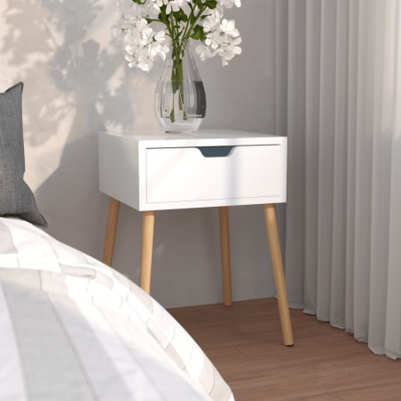 vidaXL Mesita de noche madera de ingeniería blanco brillo 40x40x56 cm
