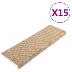 vidaXL Alfombrilla autoadhesiva escalera sisal 15 uds arena 65x21x4 cm