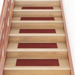vidaXL Alfombrilla autoadhesiva escalera 15 uds rojo 76x20 cm