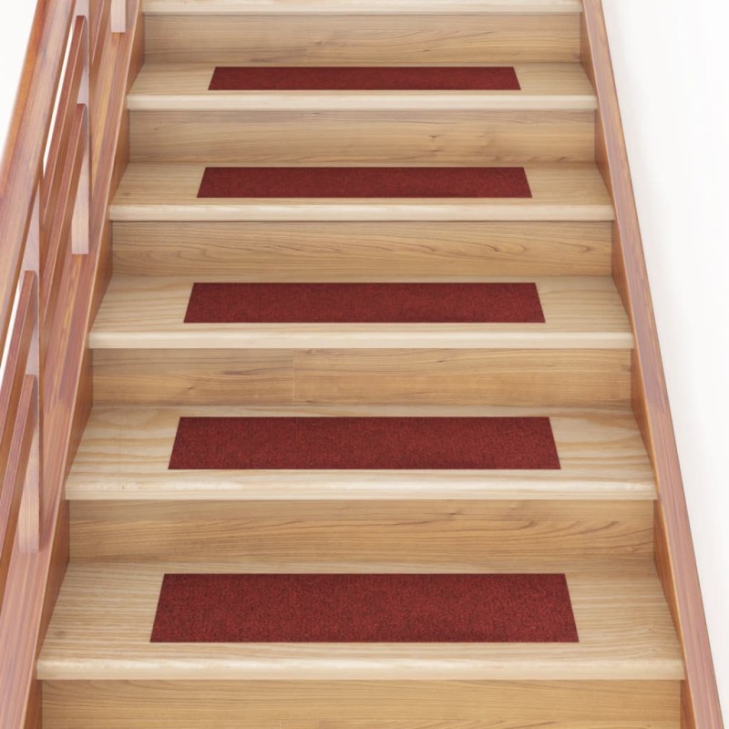 vidaXL Alfombrilla autoadhesiva escalera 15 uds rojo 76x20 cm