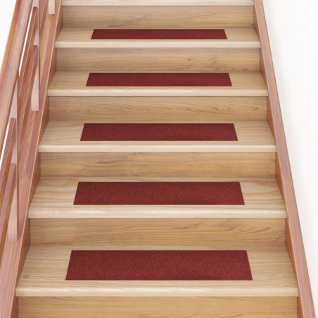 vidaXL Alfombrilla autoadhesiva escalera 15 uds rojo 76x20 cm