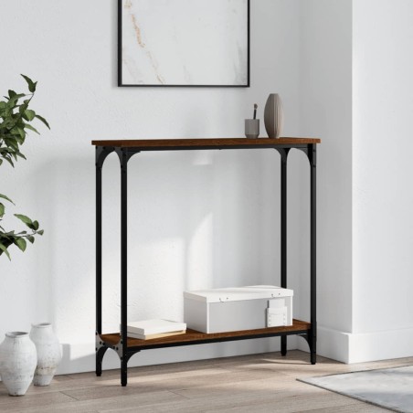 vidaXL Mesa consola madera de ingeniería marrón roble 75x22,5x75 cm
