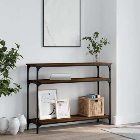 vidaXL Mesa consola madera de ingeniería marrón roble 100x29x75 cm