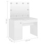 vidaXL Tocador de maquillaje con luces LED MDF blanco 110x55x145 cm vidaXL Tocador de maquillaje con luces LED MDF blanco 110x55x145 cm