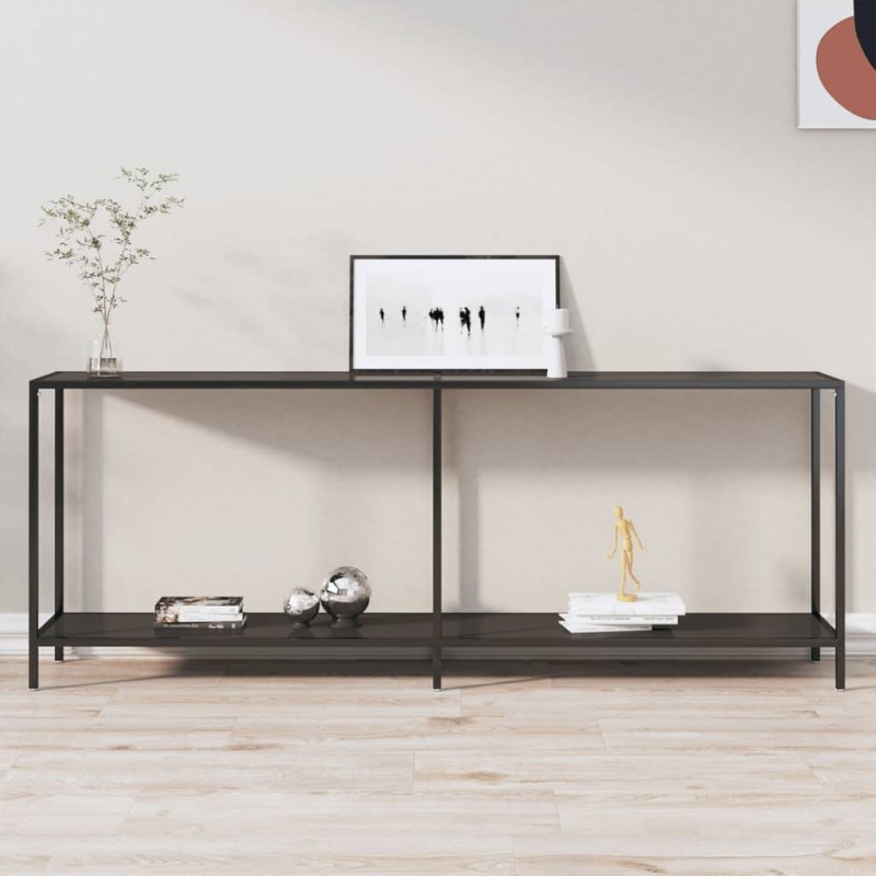 vidaXL Mesa consola vidrio templado negro 200x35x75,5 cm vidaXL Mesa consola vidrio templado negro 200x35x75,5 cm