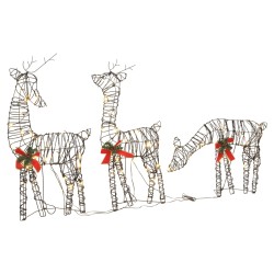 vidaXL Familia de renos de Navidad 90 LED ratán blanco cálido
