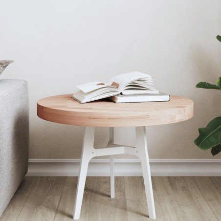 vidaXL Tablero redondo de madera maciza de haya Ø50x4 cm
