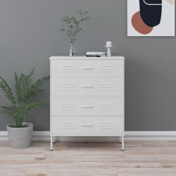 vidaXL Armario de cajones de acero blanco 80x35x101,5 cm