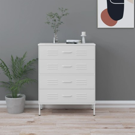vidaXL Armario de cajones de acero blanco 80x35x101,5 cm