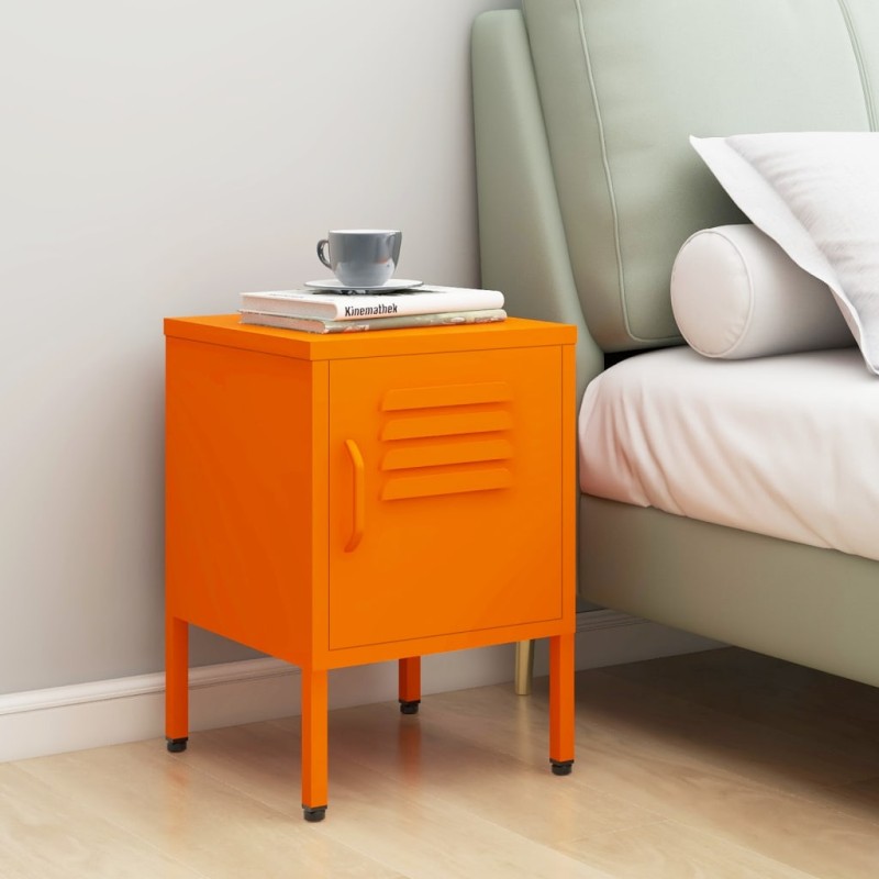 vidaXL Mesita de noche acero naranja 35x35x51 cm vidaXL Mesita de noche acero naranja 35x35x51 cm
