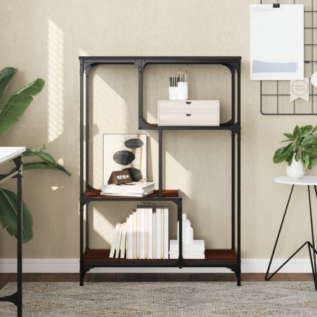 vidaXL Estantería madera de ingeniería acero roble marrón 81x36x115 cm