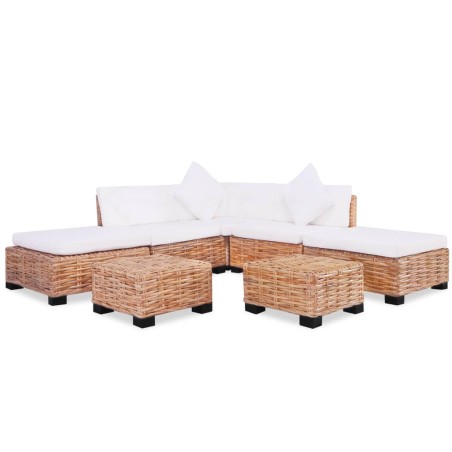 vidaXL Juego de sofás de 18 piezas ratán natural