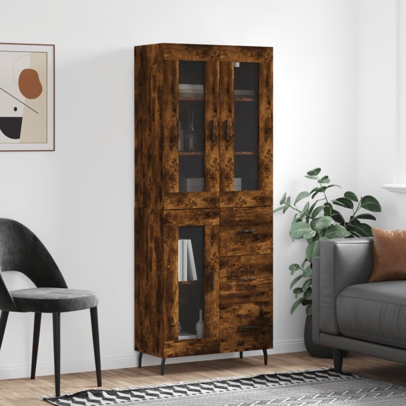 vidaXL Aparador alto madera contrachapada roble ahumado 69,5x34x180 cm vidaXL Aparador alto madera contrachapada roble ahumado 69,5x34x180 cm