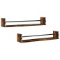 vidaXL Estantes de pared con barras 2 uds roble ahumado 80x16x14 cm vidaXL Estantes de pared con barras 2 uds roble ahumado 80x16x14 cm