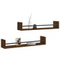vidaXL Estantes de pared con barras 2 uds marrón roble 80x16x14 cm vidaXL Estantes de pared con barras 2 uds marrón roble 80x16x14 cm