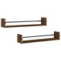 vidaXL Estantes de pared con barras 2 uds marrón roble 80x16x14 cm vidaXL Estantes de pared con barras 2 uds marrón roble 80x16x14 cm