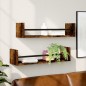 vidaXL Estantes de pared con barras 2 uds roble ahumado 60x16x14 cm vidaXL Estantes de pared con barras 2 uds roble ahumado 60x16x14 cm