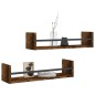 vidaXL Estantes de pared con barras 2 uds roble ahumado 60x16x14 cm vidaXL Estantes de pared con barras 2 uds roble ahumado 60x16x14 cm