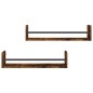 vidaXL Estantes de pared con barras 2 uds roble ahumado 60x16x14 cm vidaXL Estantes de pared con barras 2 uds roble ahumado 60x16x14 cm
