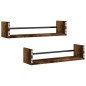 vidaXL Estantes de pared con barras 2 uds roble ahumado 60x16x14 cm vidaXL Estantes de pared con barras 2 uds roble ahumado 60x16x14 cm