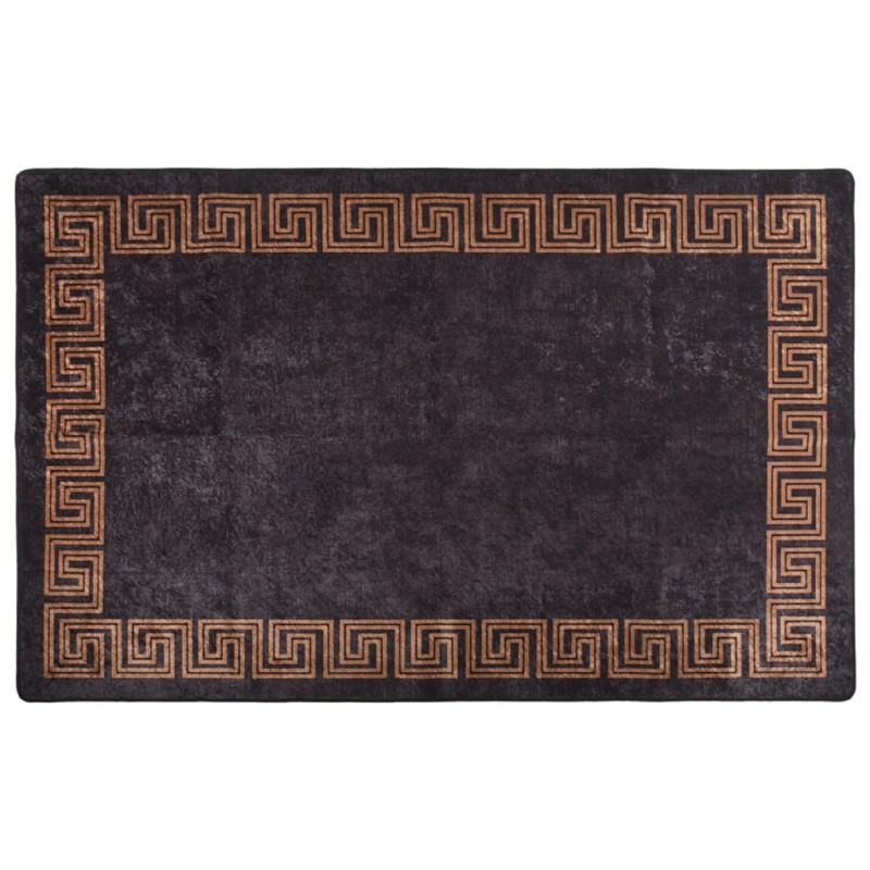 vidaXL Alfombra lavable antideslizante negro y dorado 160x230 cm vidaXL Alfombra lavable antideslizante negro y dorado 160x230 cm