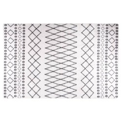 vidaXL Alfombra lavable antideslizante negro y blanco 160x230 cm