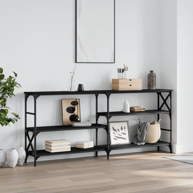 vidaXL Mesa consola madera de ingeniería negra 180x29x76,5 cm