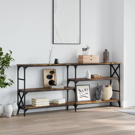 vidaXL Mesa consola madera de ingeniería roble ahumado 180x29x76,5 cm