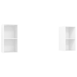 vidaXL Muebles de salón de pared 2 pzs madera ingeniería blanco brillo