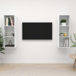 vidaXL Muebles de salón de pared 2 pzs madera ingeniería blanco brillo
