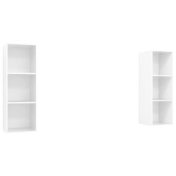 vidaXL Muebles de salón de pared 2 pzs madera ingeniería blanco brillo