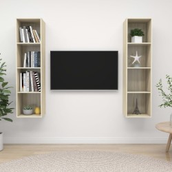 vidaXL Muebles de salón de pared 2 pzas madera ingeniería roble Sonoma