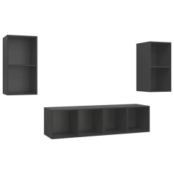 vidaXL Muebles de salón de pared 4 piezas madera de ingeniería gris
