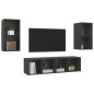 vidaXL Muebles de salón de pared 4 piezas madera de ingeniería gris vidaXL Muebles de salón de pared 4 piezas madera de ingeniería gris