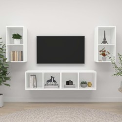 vidaXL Muebles de salón de pared 4 piezas madera de ingeniería blanco
