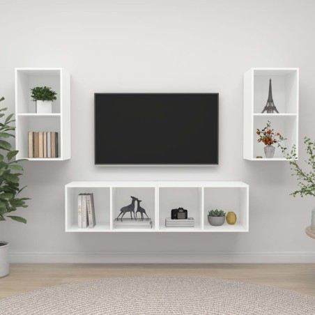 vidaXL Muebles de salón de pared 4 piezas madera de ingeniería blanco