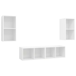 vidaXL Muebles de salón de pared 4 piezas madera de ingeniería blanco