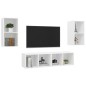 vidaXL Muebles de salón de pared 4 piezas madera de ingeniería blanco