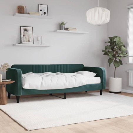 vidaXL Sofá cama con colchón terciopelo verde oscuro 80x200 cm