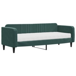 vidaXL Sofá cama con colchón terciopelo verde oscuro 80x200 cm