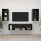 vidaXL Muebles de salón de pared 4 pzas madera ingeniería negro brillo vidaXL Muebles de salón de pared 4 pzas madera ingeniería negro brillo