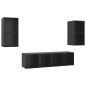 vidaXL Muebles de salón de pared 4 pzas madera ingeniería negro brillo vidaXL Muebles de salón de pared 4 pzas madera ingeniería negro brillo
