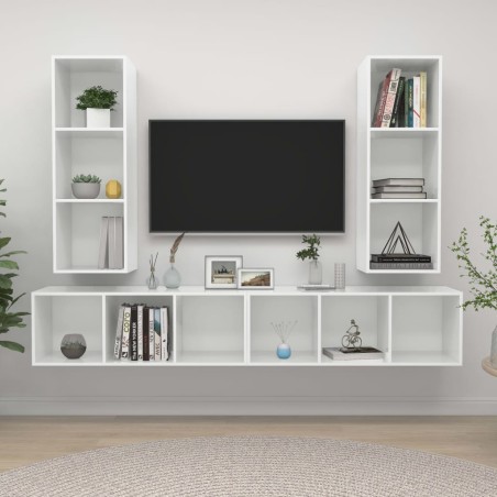 vidaXL Muebles de salón de pared 4 piezas blanco y roble Sonoma